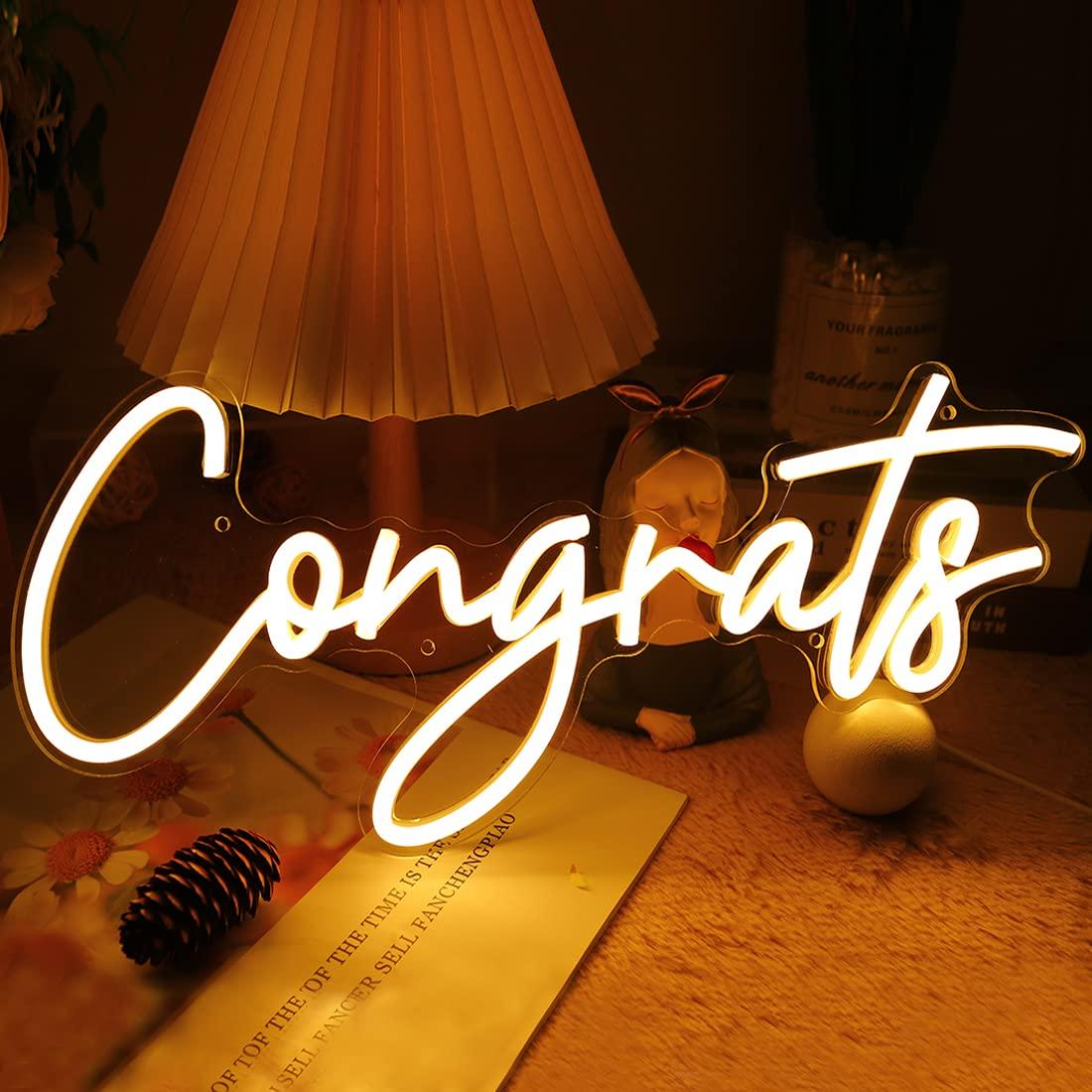 Led Lighting Wall Decor - Panneau néon « Félicitations » avec