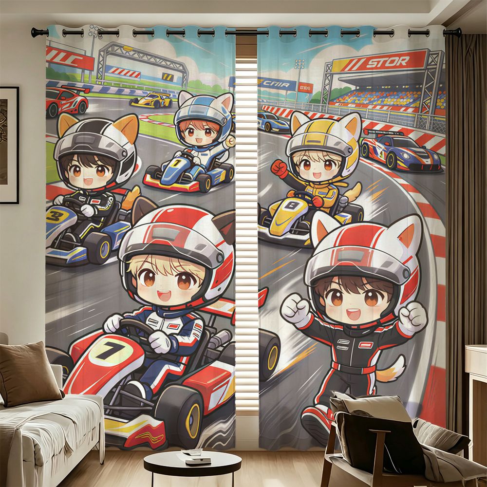 Decor Kart Lighting - Rideaux à imprimé numérique motif karting,
