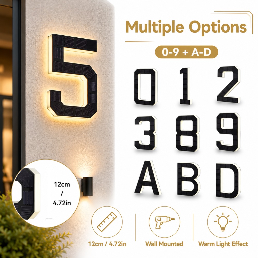 Decor Lighting Address - Plaque de Numéro de Maison Solaire
