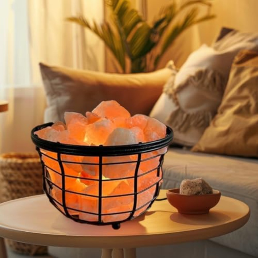 Himalayan Salt Lamp - Lampe en métal au sel rose