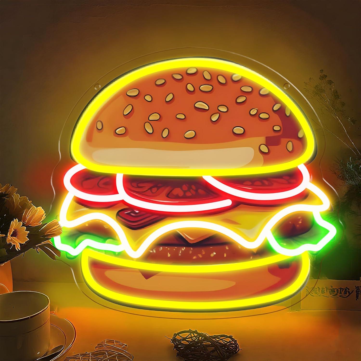 Restaurant Lighting Decoration - Enseigne néon LED Burger, Luminaire mural