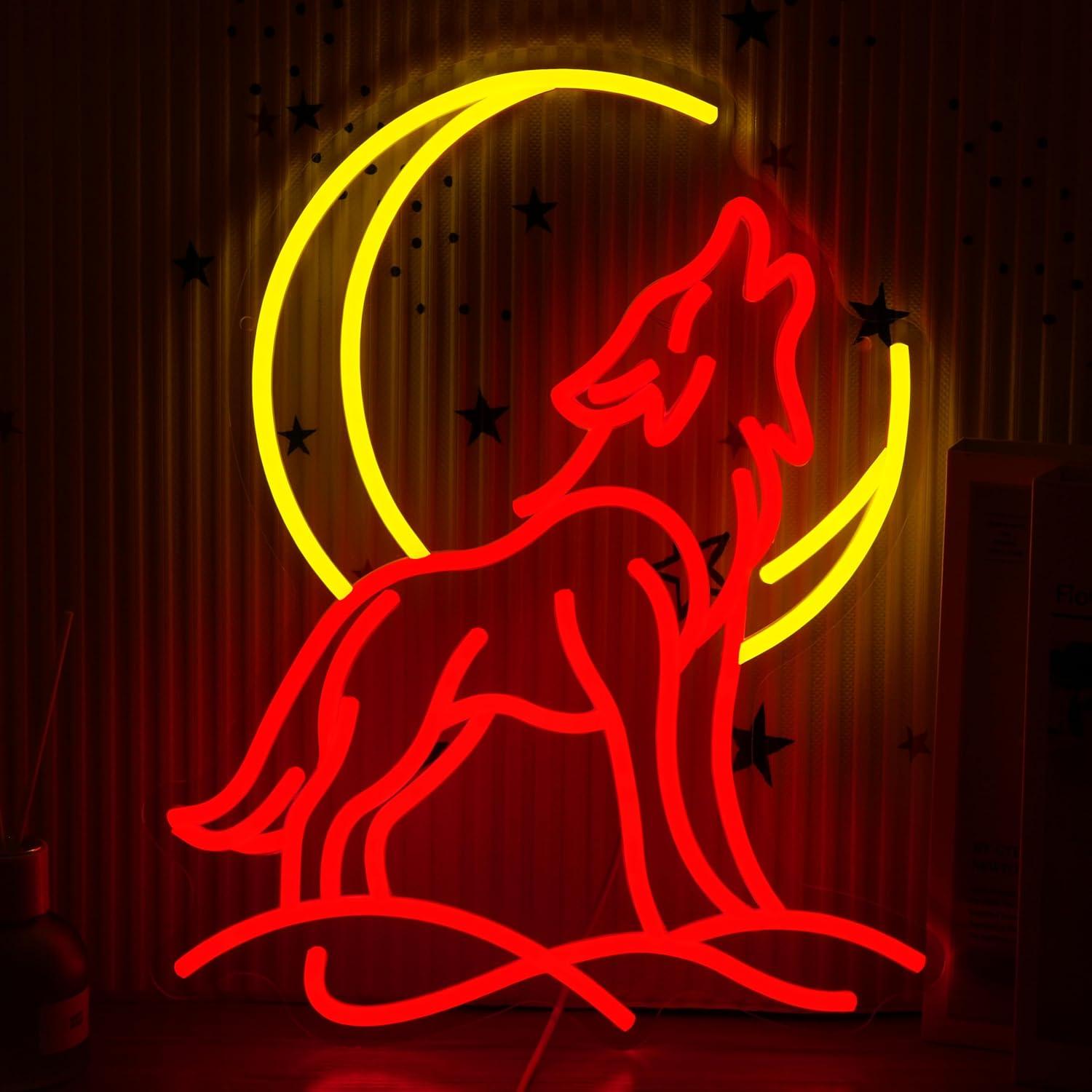 Led Lighting Wall Decor - Enseigne néon Loup hurlant, lumière LED