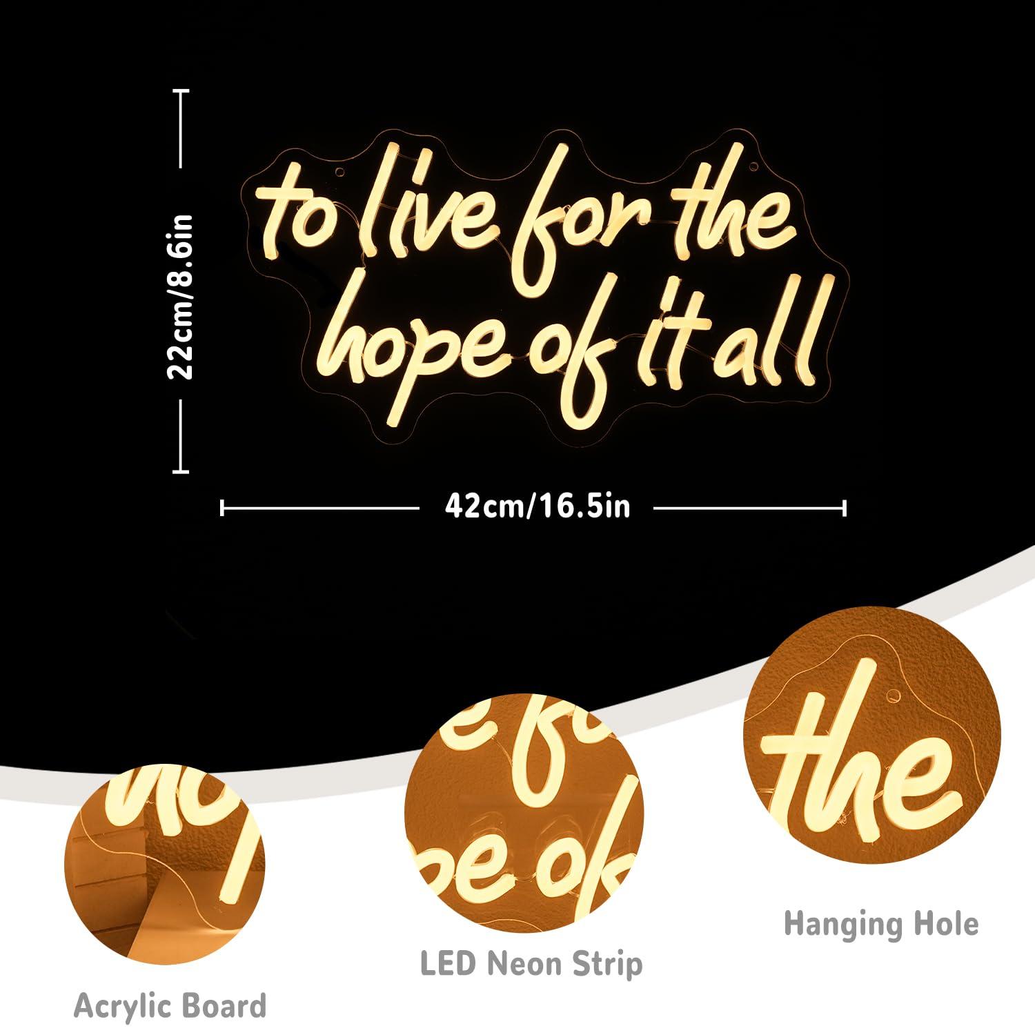 Panneau néon « To Live For The - Led Lighting Wall Decor avis et prix