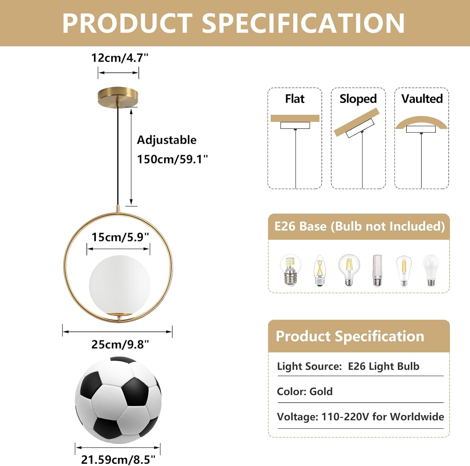 Lampes suspendues en PVC doré, - Lighting Decor Store avis et prix