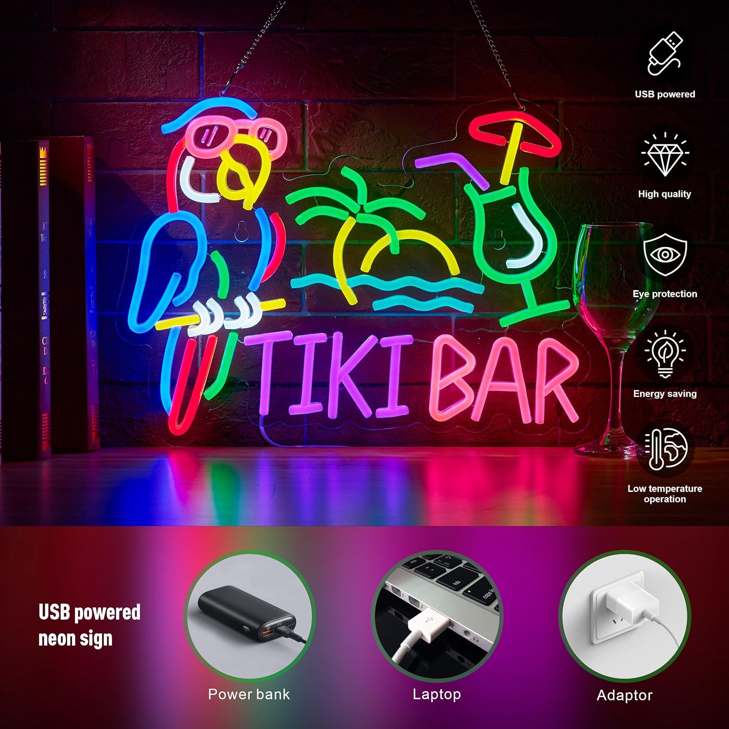 Enseigne néon LED USB Tiki Bar - Restaurant Lighting Decoration avis et prix