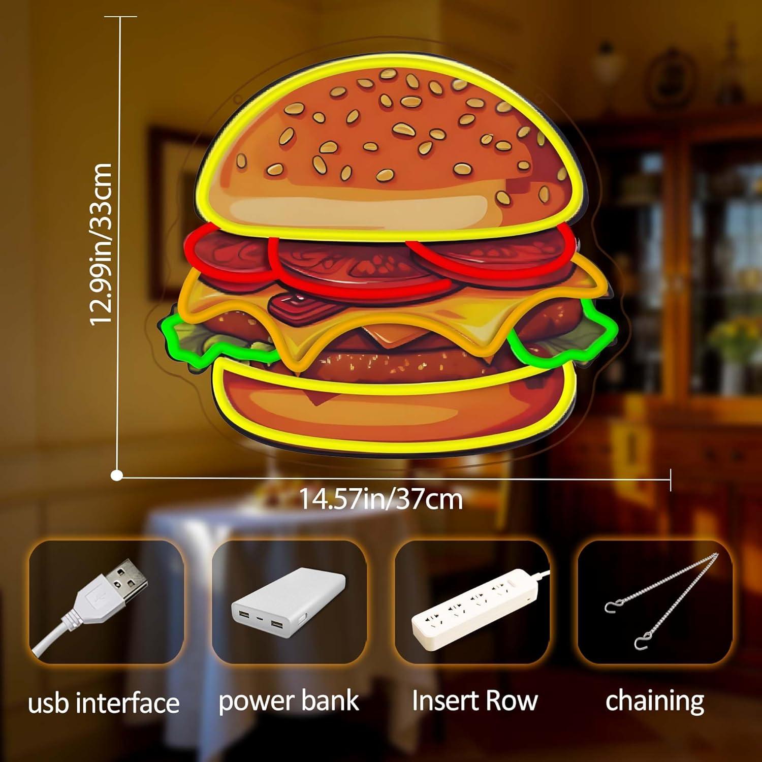 Enseigne néon LED Burger, Lumi - Restaurant Lighting Decoration avis et prix