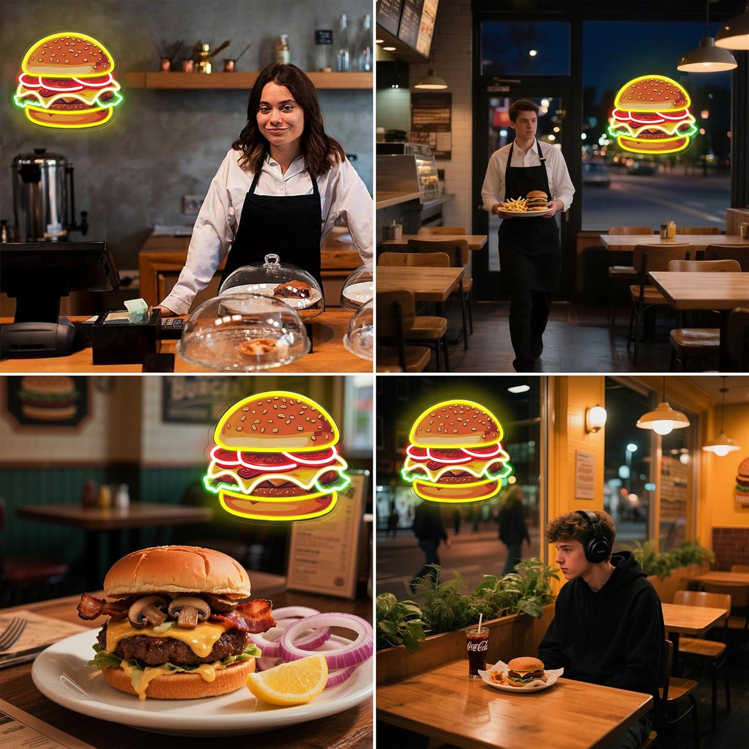 Enseigne néon LED Burger, Lumi - Restaurant Lighting Decoration avis et prix