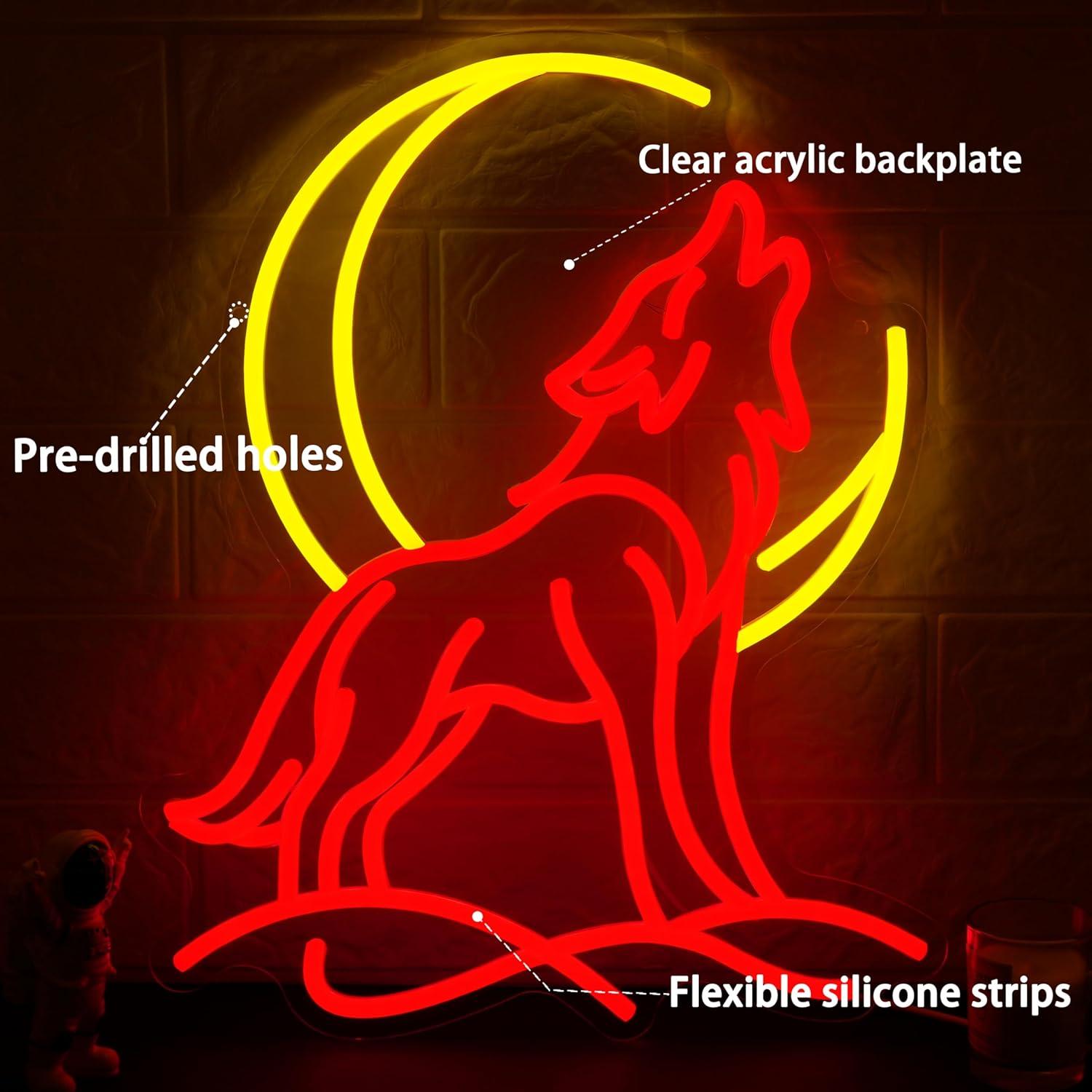 Enseigne néon Loup hurlant, lu - Led Lighting Wall Decor avis et prix